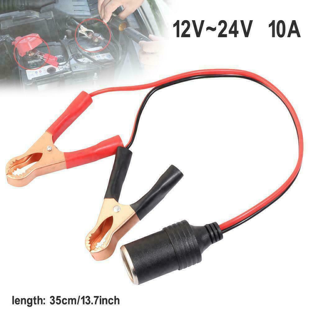Car Battery Cable Clamp Alligators Clips Metal Plastic Battery Clip Female Lighters Socket Wire Fixed Clamps 30cm 12V-24V