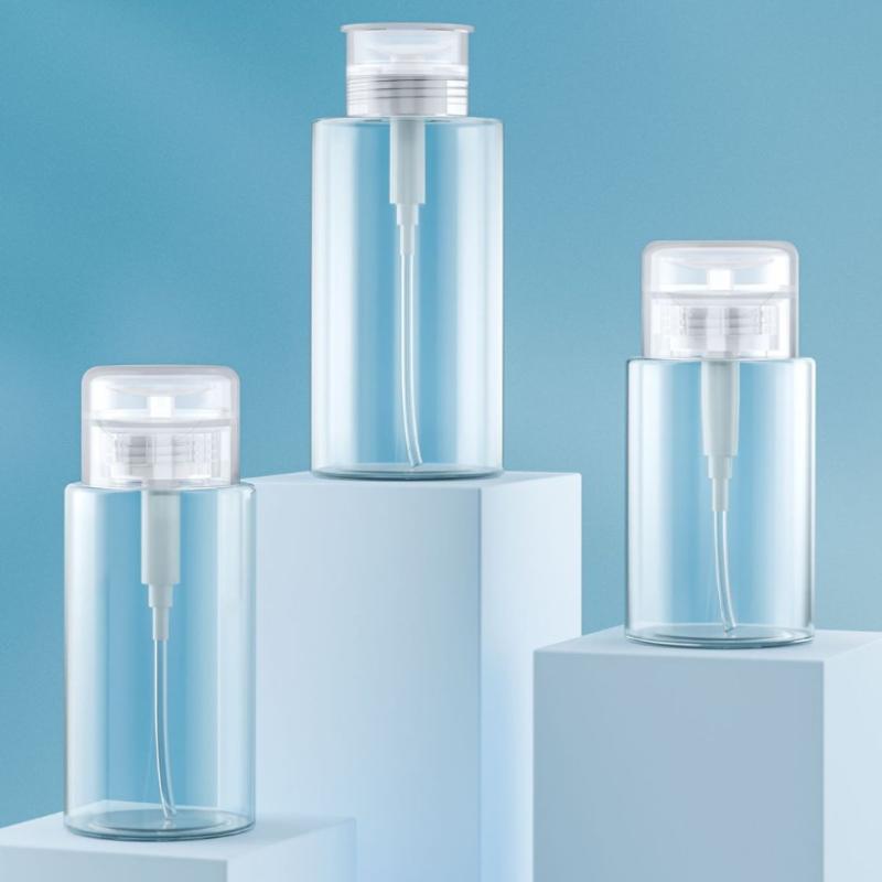 150ml Refillable Lockable Pump Bottle – Empty Dispenser for Nail Cleaner, Makeup Remover, and Manicure Solutions