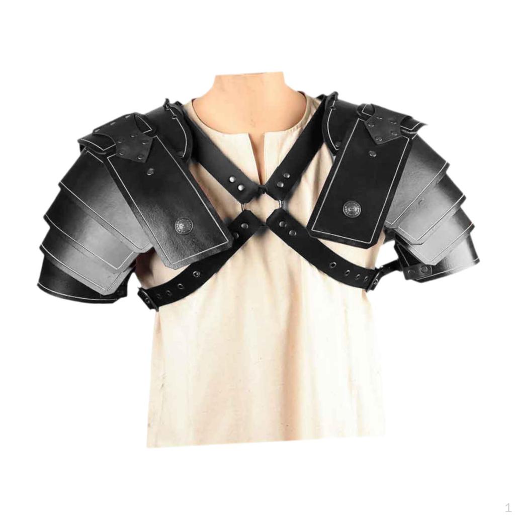 Medieval Double Shoulder Pads PU Leather with Adjustable Steampunk Design Suitable for Men Women
