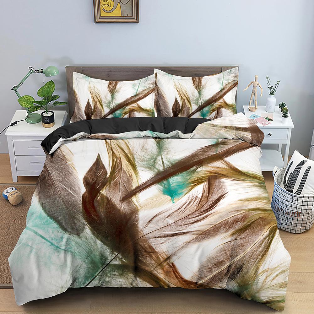 Feathers Pattern Bedding Set Duvet Cover Set Comforter Covers For Bedroom Twin King Size Quilt Cover With Pillowcase 2/3 PCS