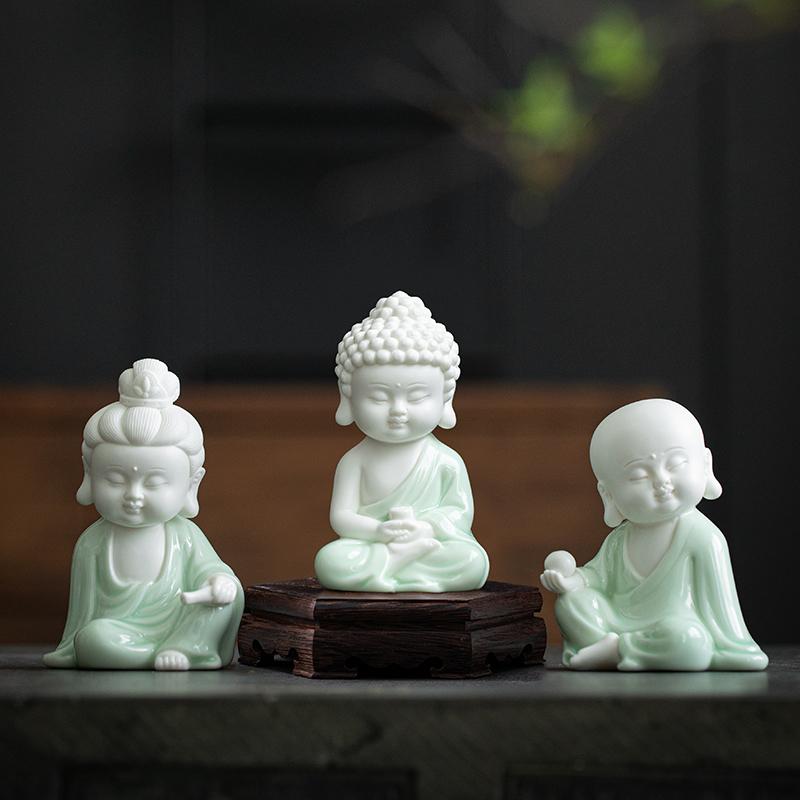 Zen Style Great Sun Tathagata Buddha Ornament Home Ceramic Buddha Statue Car Buddha Tea Pet Decoration Gift