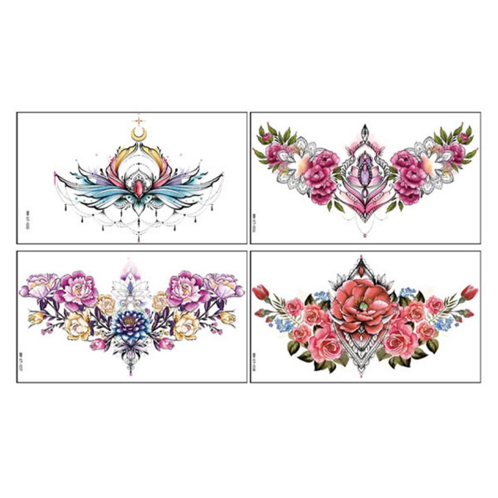 Starium Women's Fashion Tattoo Sticker Large 4-Piece Set 1 Set B