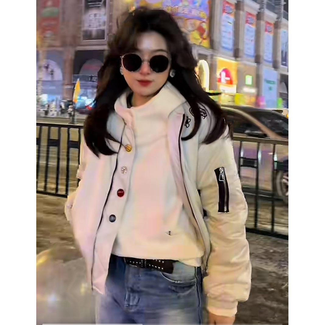 

Женская бейсбольная куртка свободного кроя с цветными блоками, весна 2025: Трендовая короткая верхняя одежда S (42-52 kg) кремовый