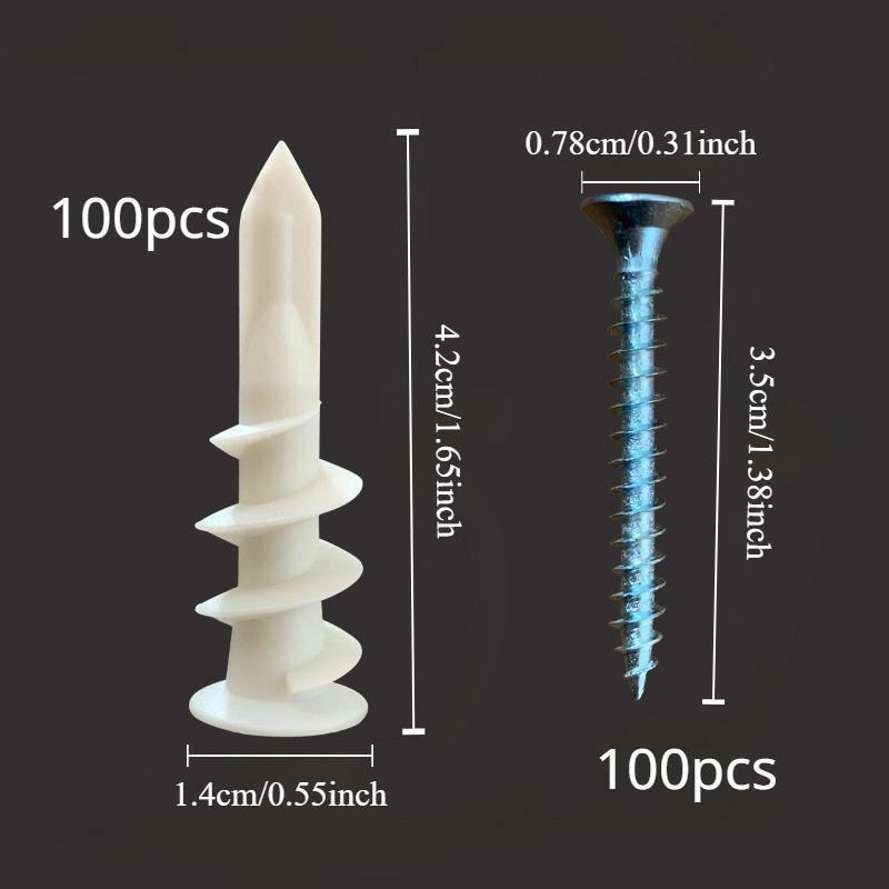 

Набор из 200 шт. нейлоновых самосверлящих дюбелей для стен, пластиковый дюбель-бабочка для гипсокартона, простая установка, совместимы с саморезами для различных работ 200pcs