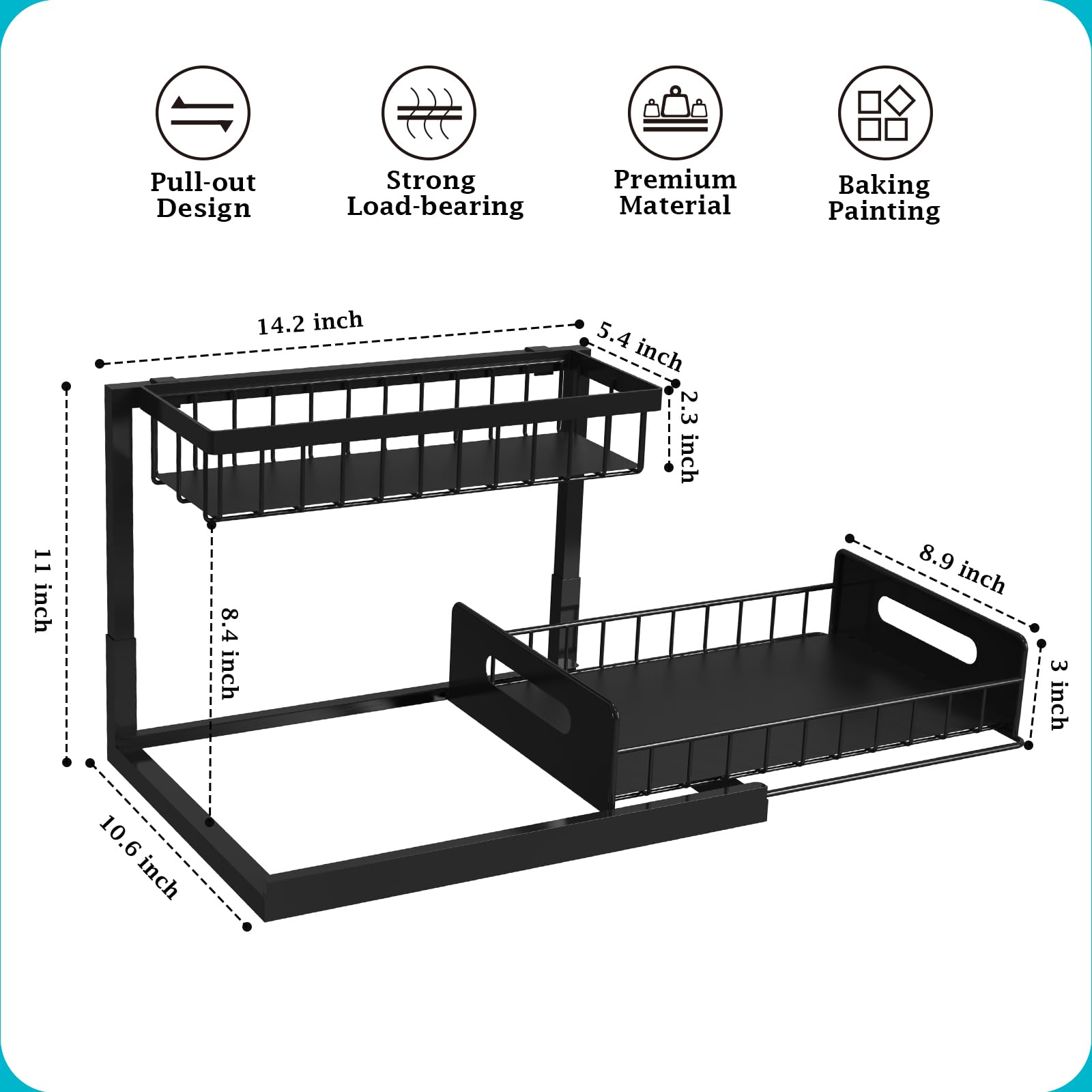 Kitchen Under Sink Organizer Pull Out Cabinet Organizer 2 Tier Slide Out Sink Shelf Cabinet Storage Shelves Under Sink Storage чёрный