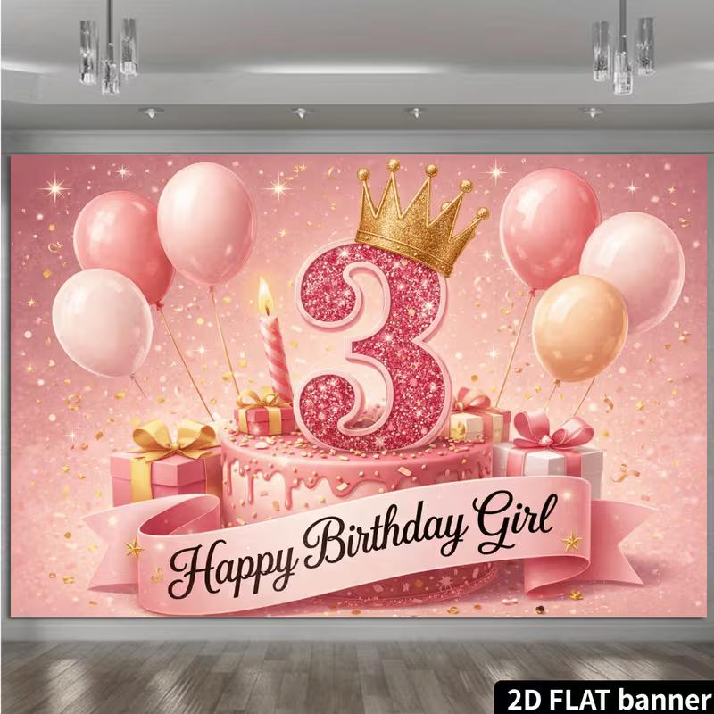 2D 3. Geburtstag Fotografie Hintergrund Banner für Fotoshooting
