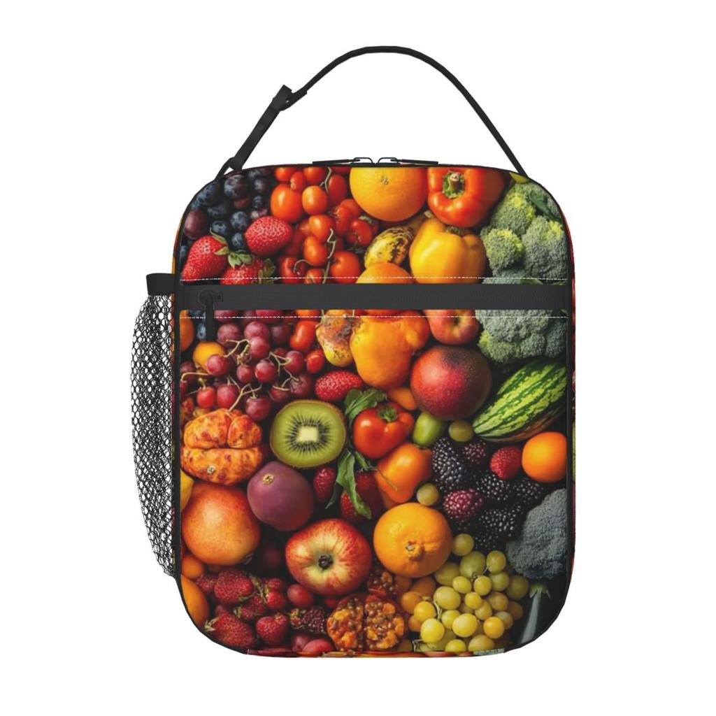 Fresh Vegetable Pattern Insulated Lunch Bag for Women Kids Portable Food Boxes Thermal Lunch Box Tote