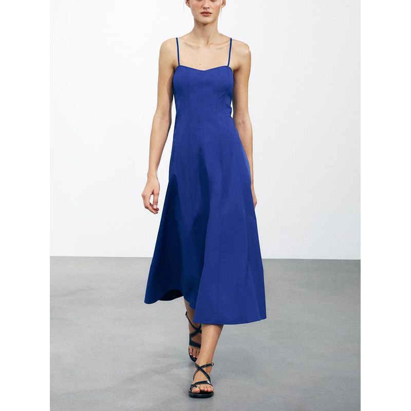 Summer New Product Women's Clothes Cotton A- Line Hem V Neck Sleeveless Poplin Strap Length Dress 2973654
