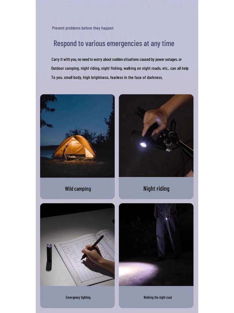 Outdoor Super Bright Rechargeable Mini LED Flashlight - Long Range, Durable, Eye-Friendly.