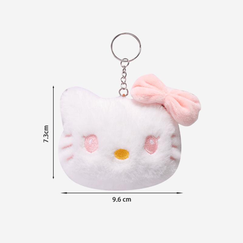 Kawaii Hello Kitty Keychain Cute Sanrio Cartoon Plush Soft Stuffed Doll Bag Key Ring Pendant Women Girls Birthday Gift