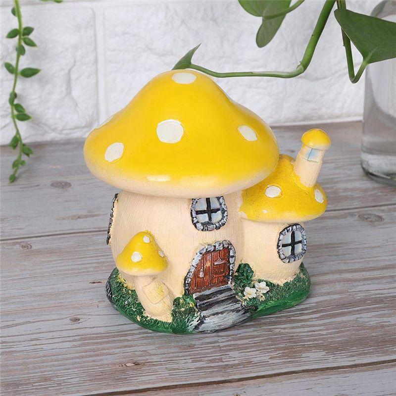 M-Modern-Miniature Statue,Resin Fairy Garden House Statue,Miniature Landscape Garden Decorative Plant Pot Ornament Durable Yello