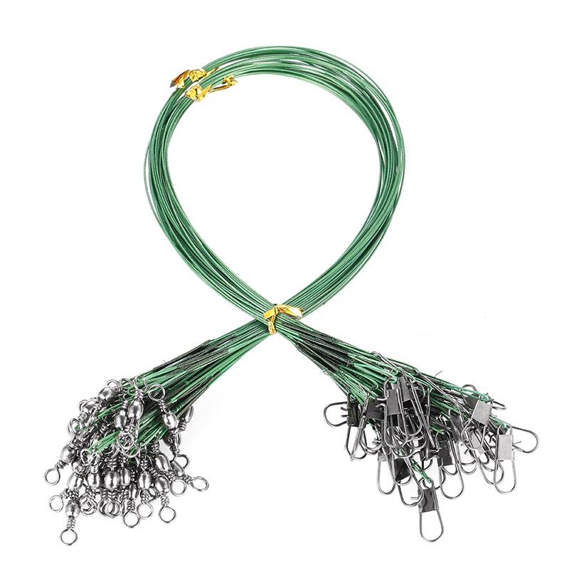 20pcs 15/20/30cm Stainless Steel Wire Leader Fishing Leash With Swivel Anti-bite Line Leadcore For Lure Accessories Pike