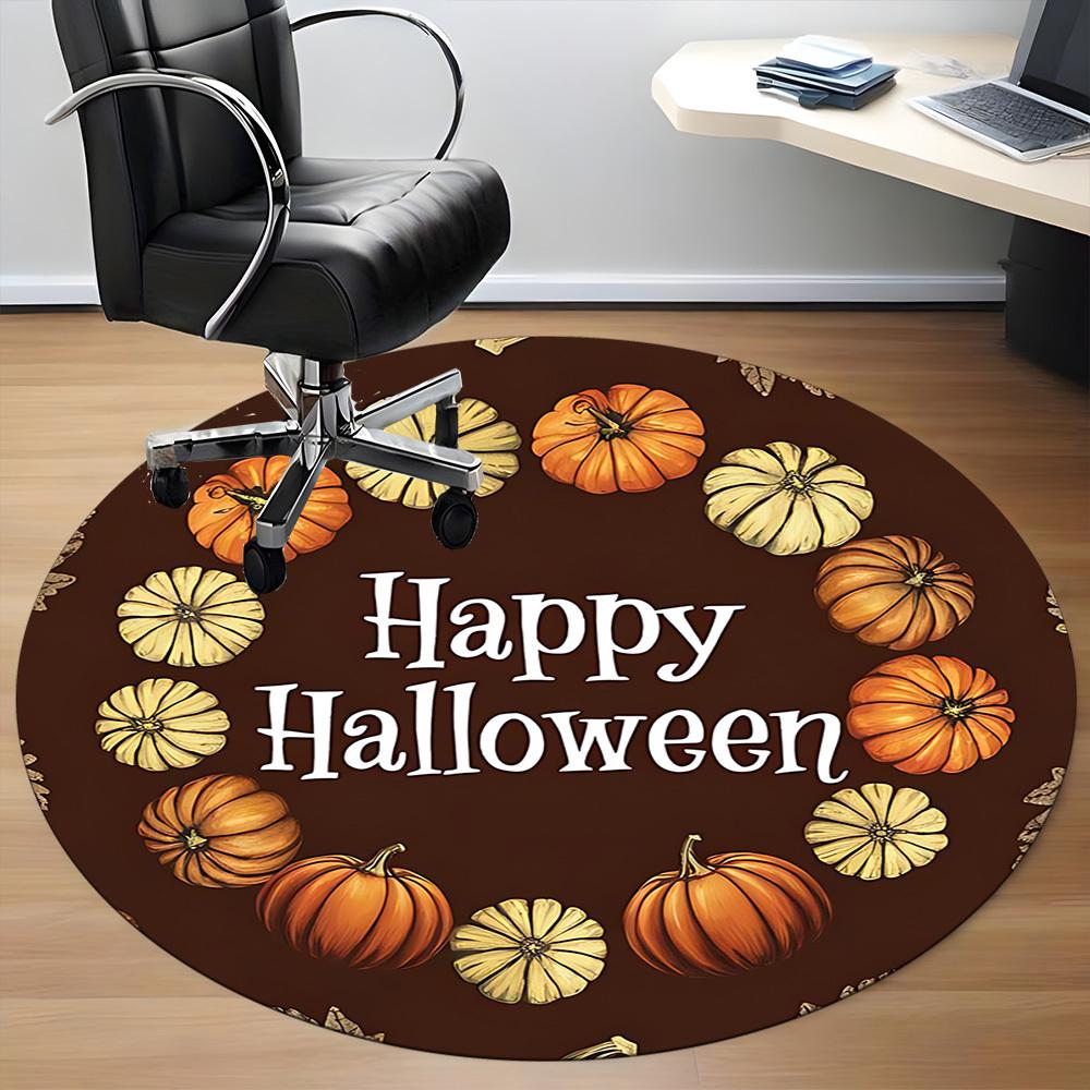 1 Stück Kürbis Halloween Büro Runder Teppich, Unter Bürostühlen Schlafzimmer Wohnzimmer Heimdekoration, Raumdeko, In Verschiedenen Größen Erhältlich