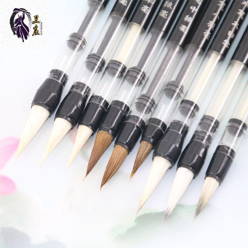 Absorbent Self-Watering Calligraphy Brush Set - Wolf Hair Baiyun, Large Capacity (Small, Medium, Large)