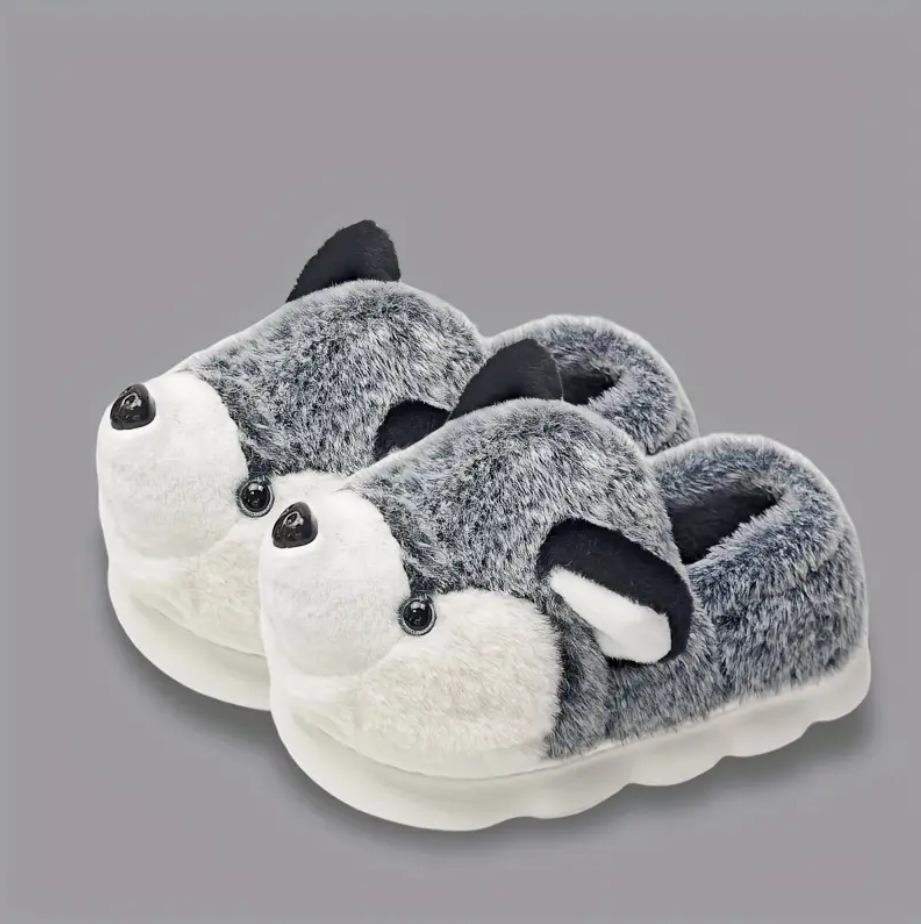 

Men s cotton slippers winter home indoor warm couple cute hakis bag and plush slippers