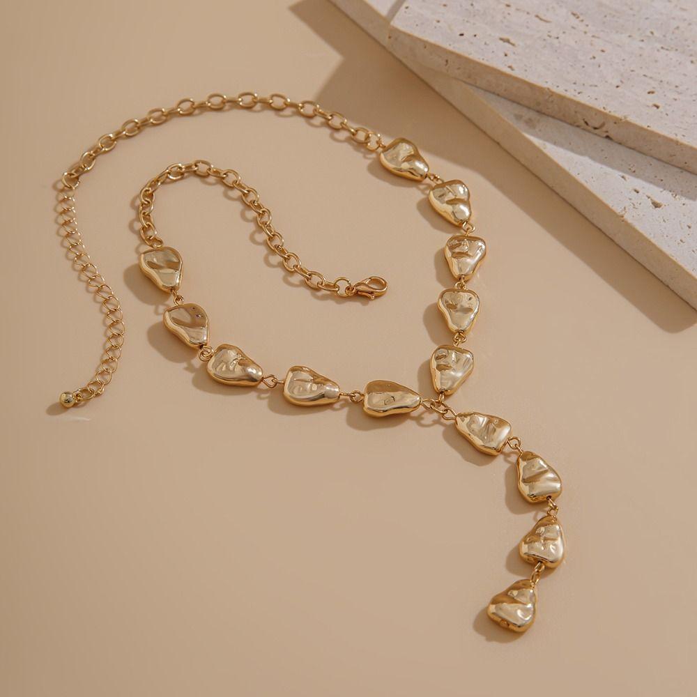 Simple Bead Necklaces Women Irregular Imitate Baroque Bead Necklace Women Collarbone Chain  Daily