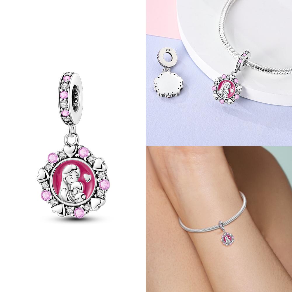 Charms Copper Original Red Heart Bicycle Love Couple Pendant Bead Fit Bracelet Valentine'S Day Fine Gift Women Jewelry Diy