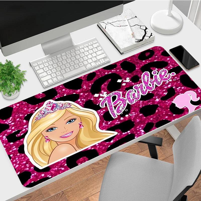 Barbie Leopard Xl Gaming Mouse Pad Nonslip Rubber Base Stitched Edge Waterproof Desk Mat For Pc Laptop Gamer Office Computer Accessories C92739