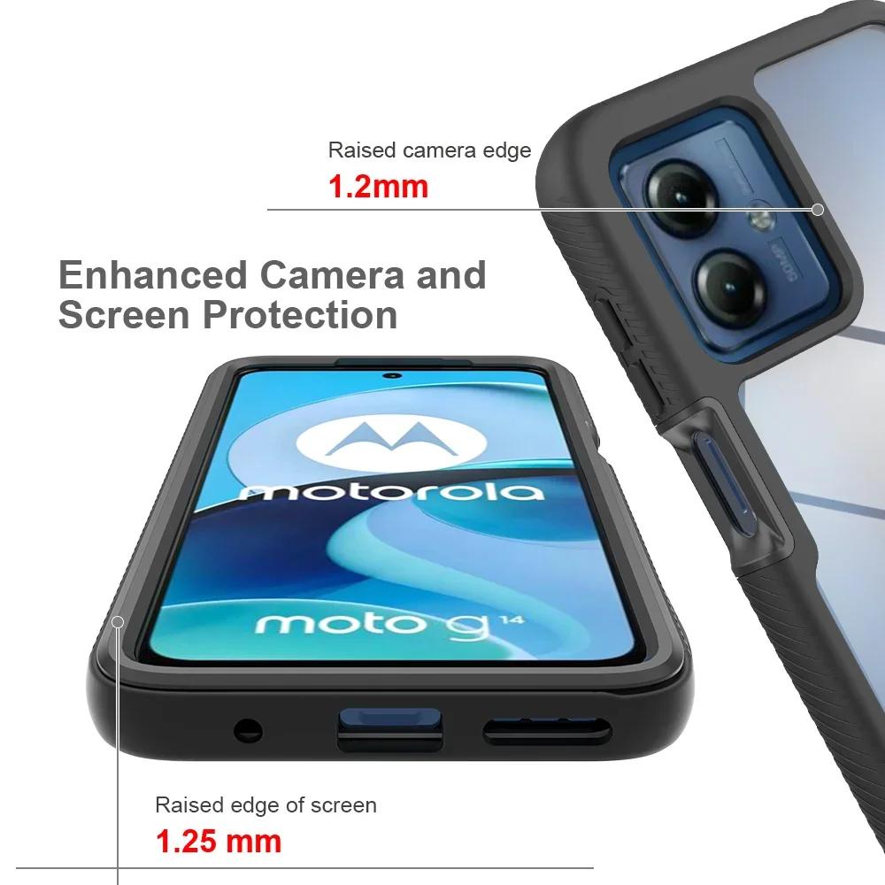 Non-slip Transparent Armor Shockproof Phone Case For Motorola Moto G14 G54 G84 6.5 Inches TPU Bumper Hard Plastic Back Cover