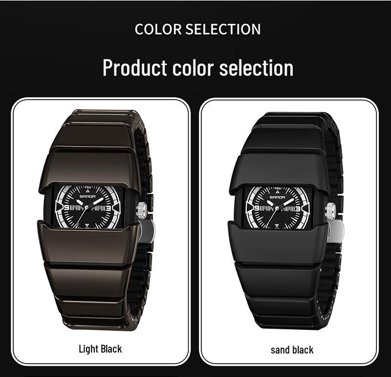Sanda Men's Waterproof Y2K Retro Quartz Wristwatch with Multi-section Armor Strap, Model 9503.
