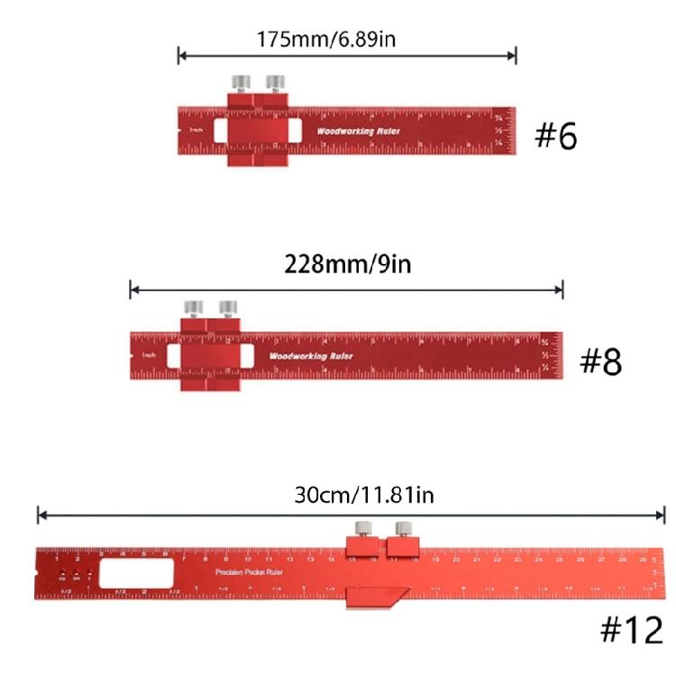Precision Pocket Ruler 6/8/12 Inch T-Types Scribing Square Ruler Aluminum Alloy