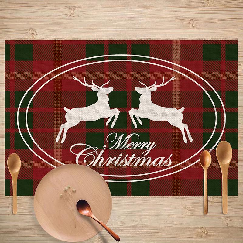 Western Style Stain-Proof Linen Placemat - Heat-Insulating and Decorative Christmas Table Mat