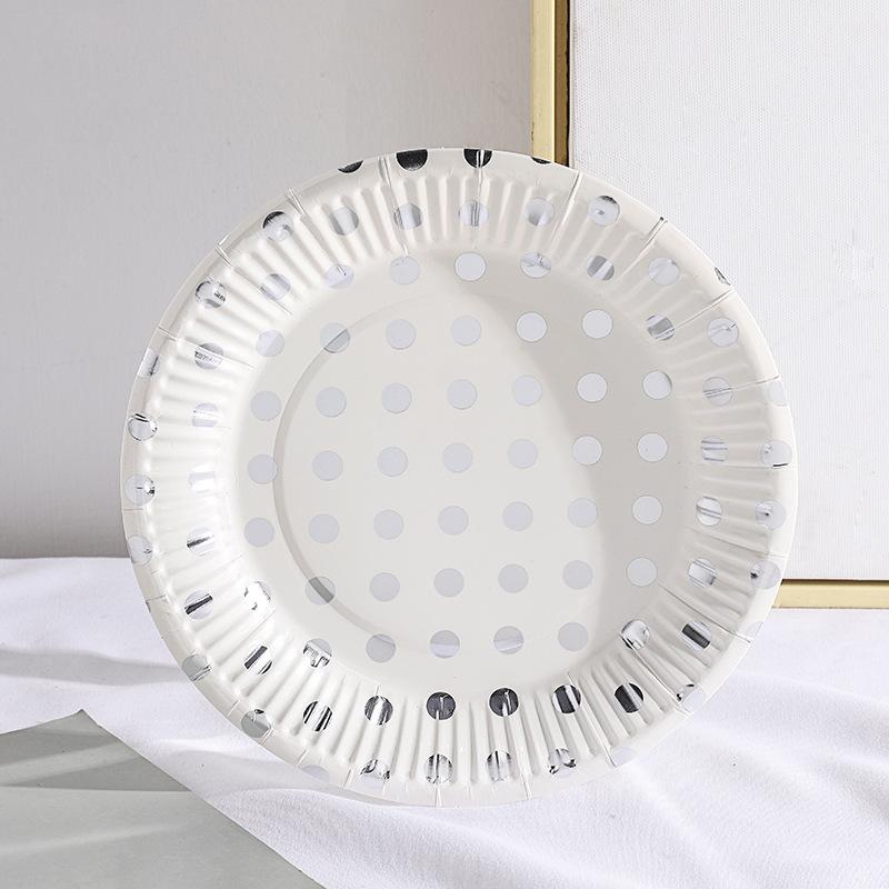 10 pezzi per 1 lotto Set di stoviglie monouso a righe blu rosa con pois Bicchieri di carta Piatti Cannucce Forchette Set monouso Decorazioni per feste di compleanno e matrimonio