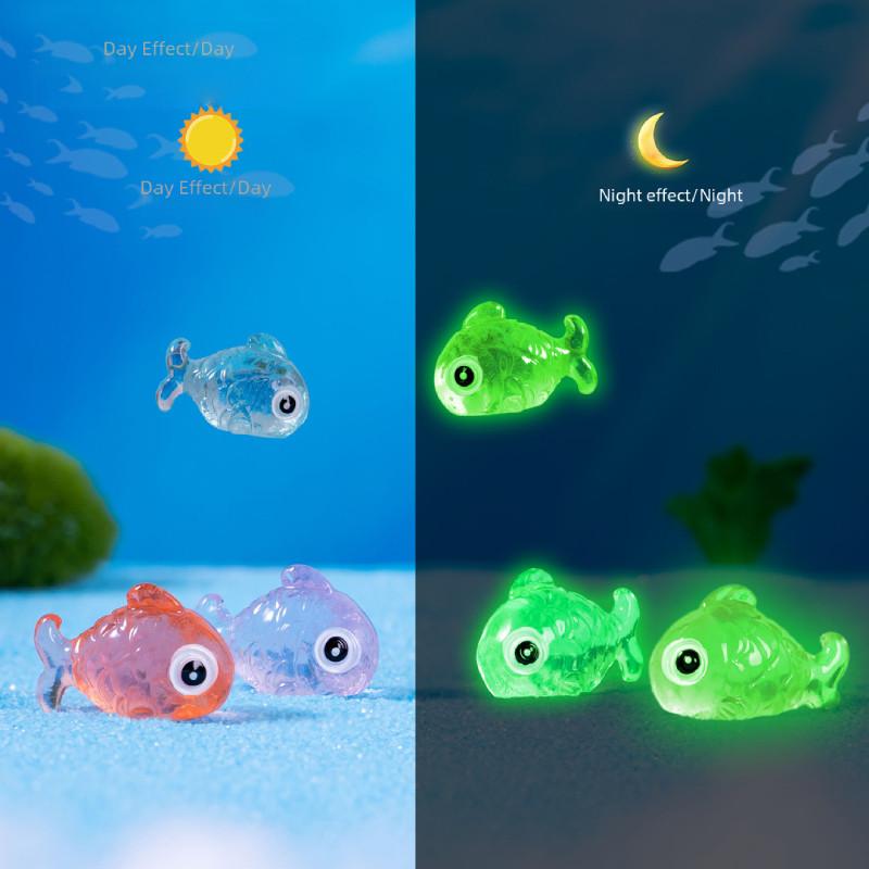 Vibrant Glowing Fish Resin Ornament Cartoon Style For Desktop And Terrarium Decor