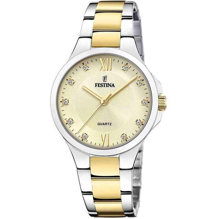Montre - FESTINA - Montre femme acier bicolore - Cadran champagne - Bracelet acier - Quartz 34mm