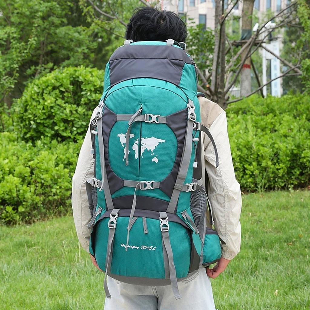 Outdoor Camping 75L Große Kapazität Bergsteigerrucksack Oxford-Gewebe Outdoor Wanderrucksack Reise Camping Standrucksack