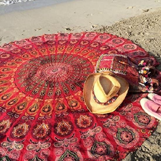 Indian Handmade Round Beach Towel ,Round Tapestry, Beach , Tablecloth, Wall Decor Roundie, Cotton , Personalized Gifts, Bohemian Hippie Boho