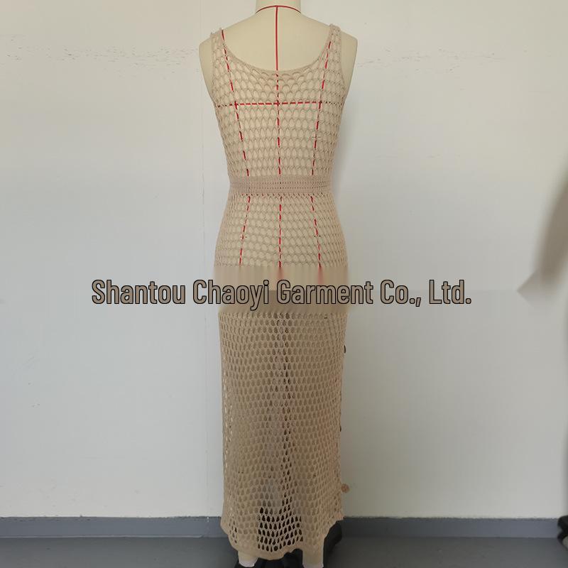 Women's Sequin Long Vacation Dress: Sexy Hollow-Out, Sun Protection Beach Cover-Up