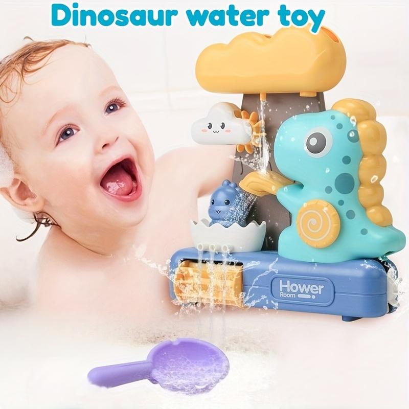 Interactive cartoon dinosaur bath toy for infants and young children, with suction cups, a good bathroom wall mounted shower toy