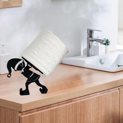 Yousheng Elf Toilet Roll Holder Black Christmas Elf Toilet Paper Holder Freestanding Paper Towel Dispenser for Bathroom Kitchen Storage Holiday Decor