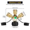 3 Way Propane Tank Y Splitters Adapter Brass Construction With Pressure Gauge Safety Shut Off Valves For Multiple Appliance Connection