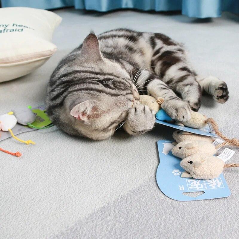 3pcs Pet Cat Toys Plush Simulation Mouse Toy Cat Scratch Bite Resistance Interactive Mouse Toy Playing Toy For Cat Kitten