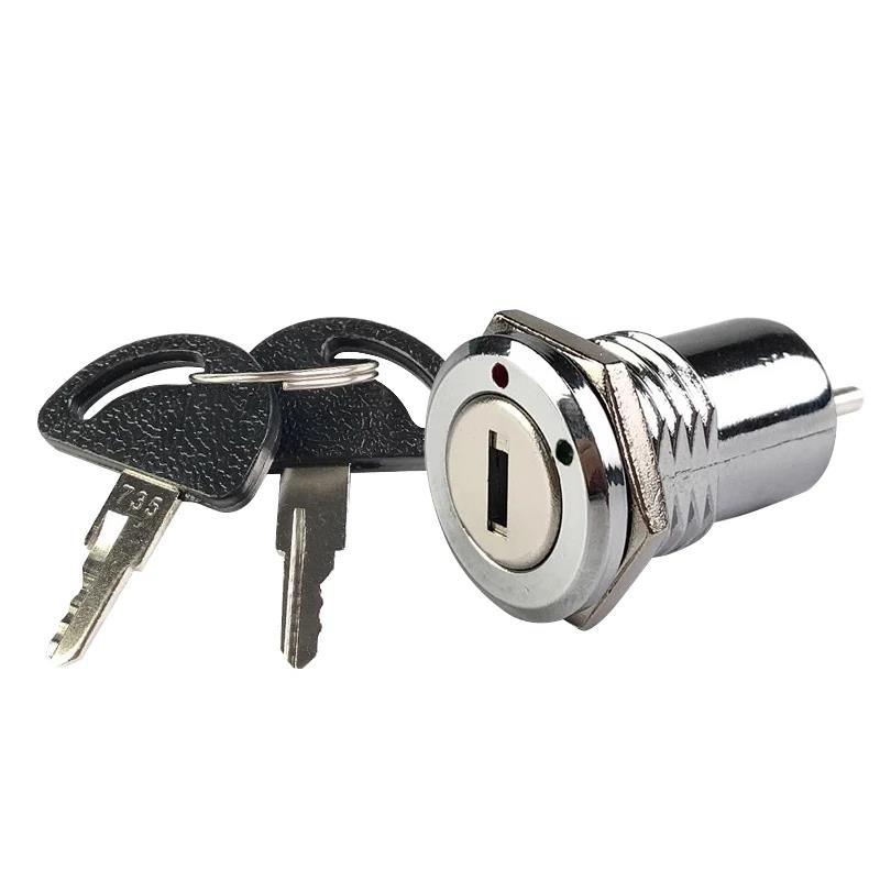 5/10/20Sets 12/16/19mm Zinc Alloy Electronic Key Switch ON OFF Phone Lock Security Power Switch Tubular Terminals 2 Position Switches4