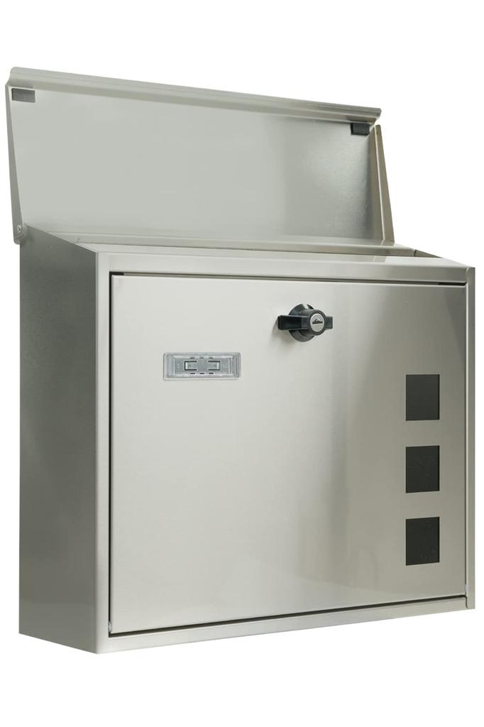 Kabapost Stainless Steel with Twist Lock Mailbox, Wall-Mounted, Large, Horizontal, Key,