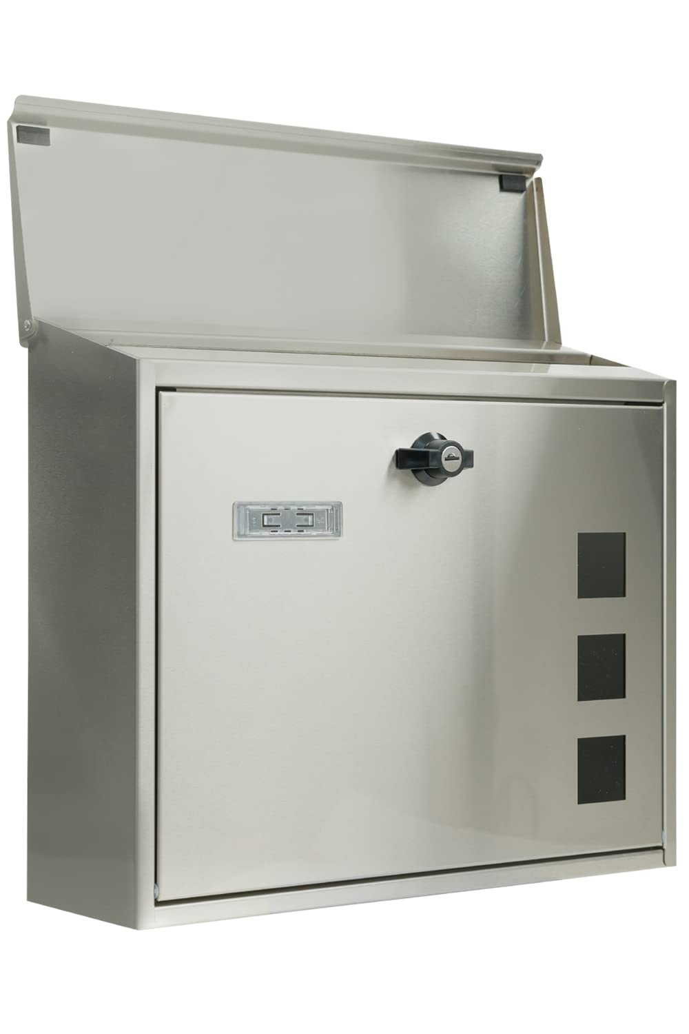 

Kabapost Нержавеющая сталь с поворотным замком Почтовый ящик, Настенный, Большой, Горизонтальный, Ключ,