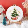 Christmas Pattern CrossStitch Kits Embroidery Starter DIY Kits with Embroidery Clothes Hoop Thread Needle for Beginner