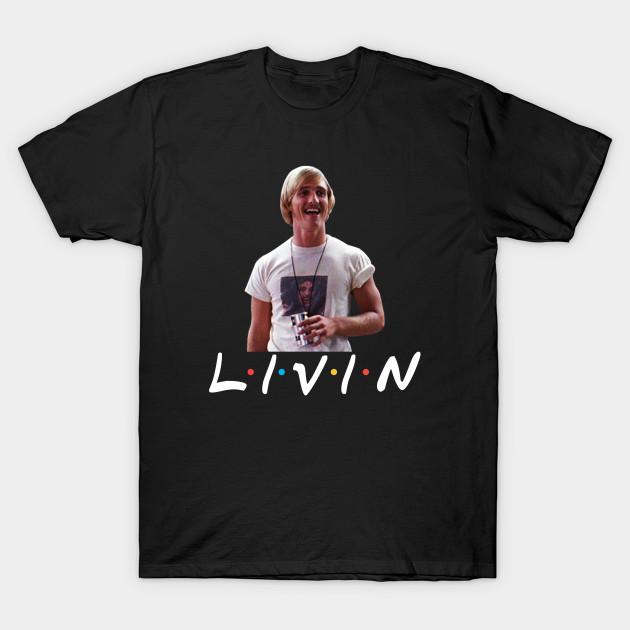 Men Black Print T-shirt Dazed And Confused Shirt Wooderson Livin No-Cut Transfer Paper Print Cotton Tshirt M