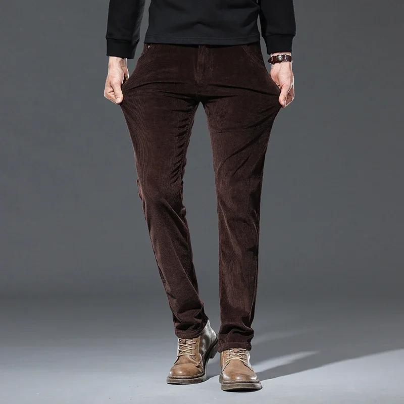 Corduroy Casual Pants Men's Cotton Stretch Business Fashion Trousers Autumn Straight Classic Male Pants