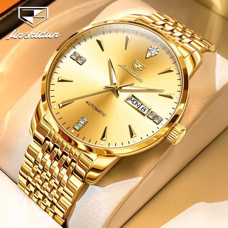 JINSHIDUN New Business and Leisure Men's Watch Mechanical Watch Diamond Double Calendar High-end Watch