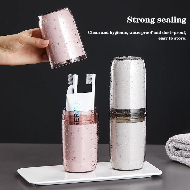 2/4 Tassen Zahnbürstenaufbewahrungsbox Tragbarer Mundspülbecher Zahnpasta-Aufbewahrungsbox Toilettenartikel Reisezubehör Tragbarer Zahnbürstenbecher