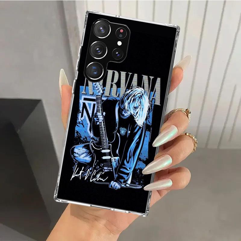 Retro Sänger Kurt Cobain Handyhülle für Samsung Galaxy S26 S24 S23 Ultra S25 Edge S22 S21 Plus S20 FE + Weiche Druckschale Funda G