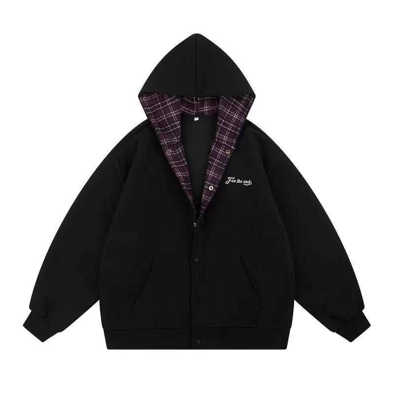 Унисекс Ретро Повседневный Свободный Кардиган-Худи Осень 2025 L