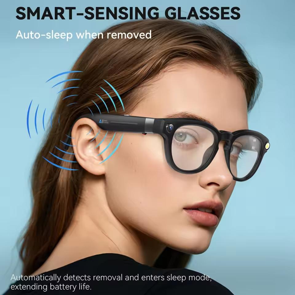 Multifunctional Smart AI Photo Glasses 100+ Language Translation Object Recognition 800W Pixel Video Recording Bluetooth Call Smart Eyeglasses Unisex
