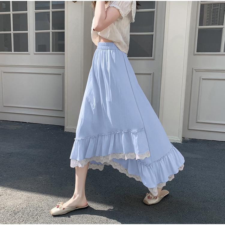 Irregular Lace Patchwork Versatile Skirt with Scalloped Hem for Women