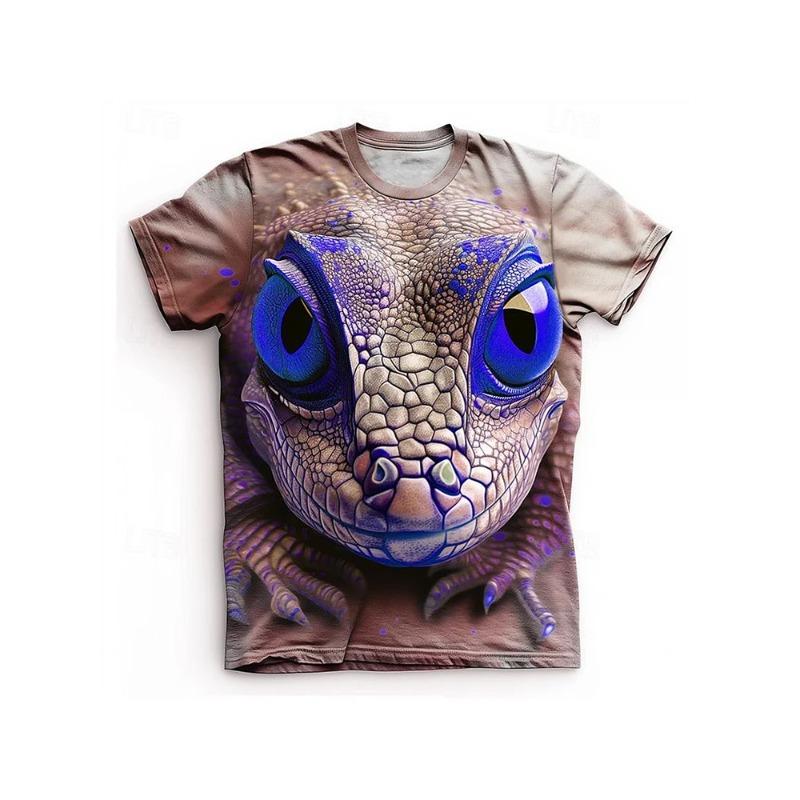 3D Frog Print Men's T-Shirt Summer Street Everyday Casual Fashion Loose Comfortable Short Sleeve Top Creative Animal T-Shirt