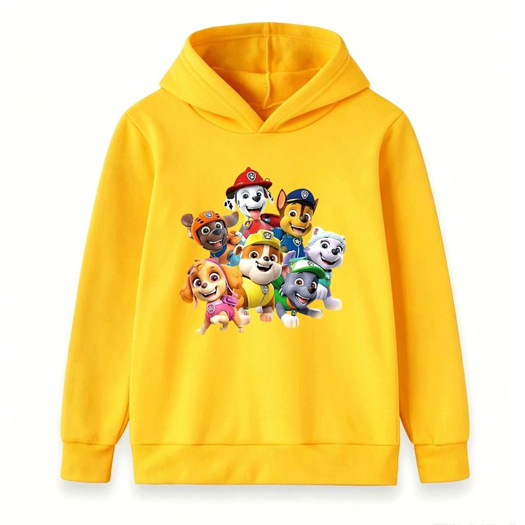 Kids Boys Girls Cartoon Printed Hoodie Cute Puppy Pattern Casual Pullover Sweatshirt For Children Daily Wear